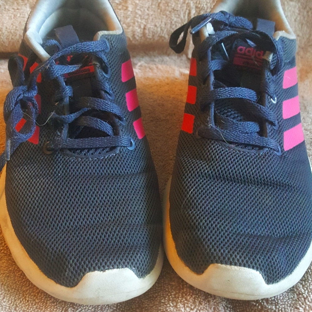 Adidas girls sneakers - dark blue with pink stripe
